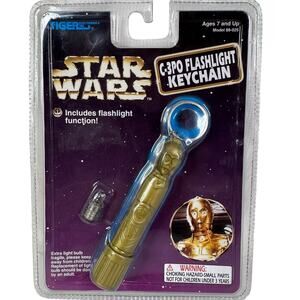 VTG‎ 1997 Star Wars C3PO Flashlight Keychain with Bulb Sealed New C-3PO